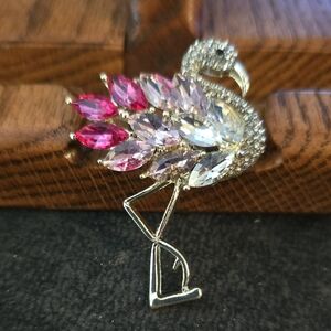 Elegant Gold and Pink Crystal Brooch